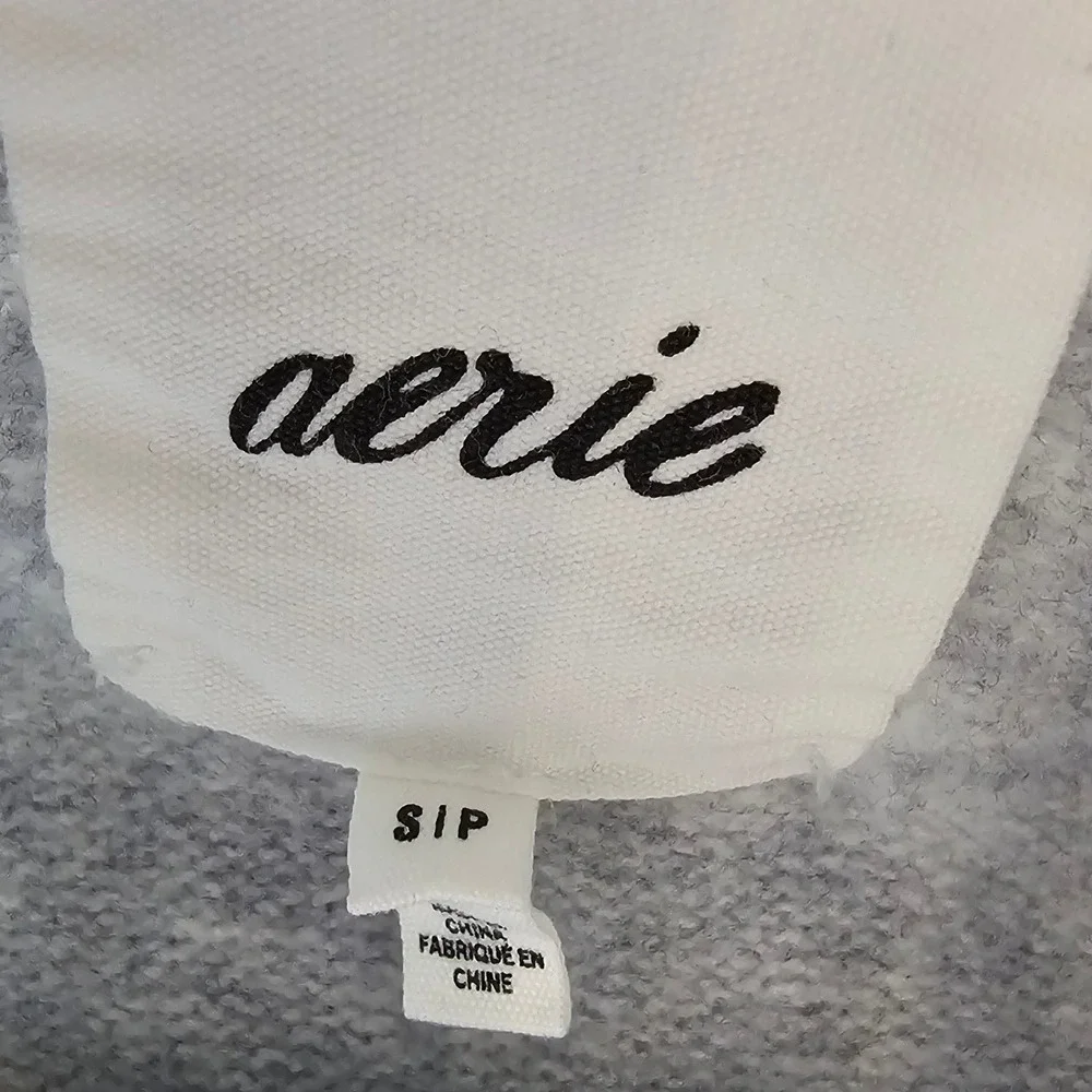 Aerie Striped Oversized Crewneck Sweater Gray‎ Green Small